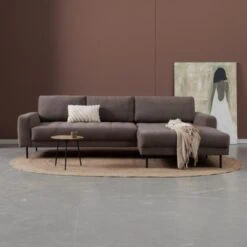 Bank Oreo Chaise longue rechts linnen bruin