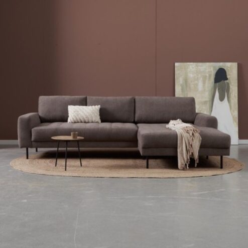 Bank Oreo Chaise longue rechts linnen bruin