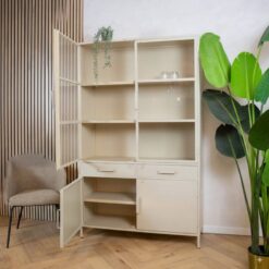 Figue vitrinekast industrieel taupe binnenkant 120cm
