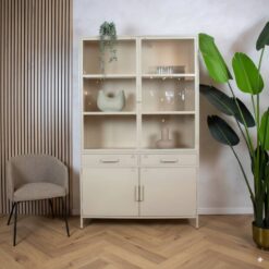 Figue vitrinekast industrieel taupe binnenkant 120cm