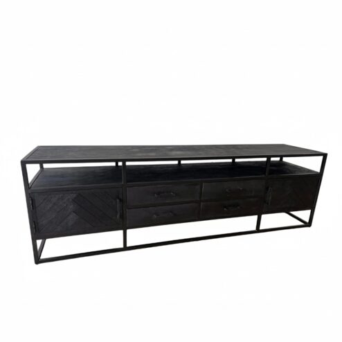 Scandi tv meubel 200cm visgraat 2 deuren 4 lades