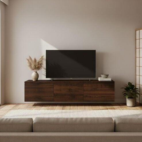 Halmsford Zwevend Tv meubel hoog Dark mango - Zelf samenstellen