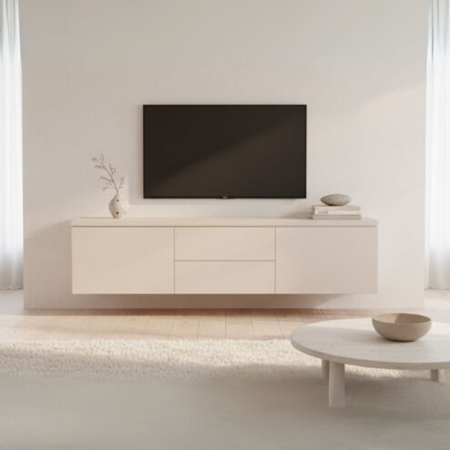 Halmsford Zwevend Tv meubel hoog Ivory - Zelf samenstellen