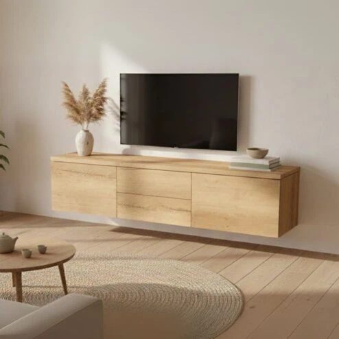 Halmsford Zwevend Tv meubel hoog Natur - Zelf samenstellen