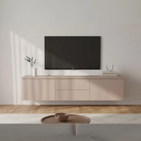 Halmsford Zwevend Tv meubel hoog Stonegrey - Zelf samenstellen