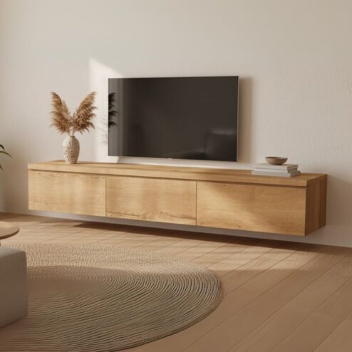 Halmsford Zwevend Tv meubel laag Natur - Zelf samenstellen