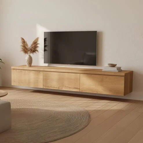 Halmsford Zwevend Tv meubel laag Natur - Zelf samenstellen