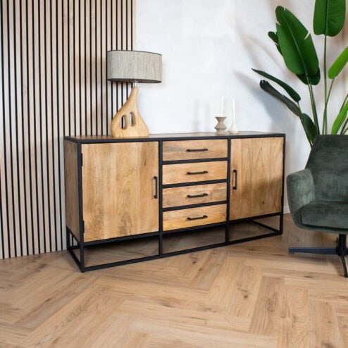 Morada Dressoir naturel Mangohout 165cm (Showroommodel)