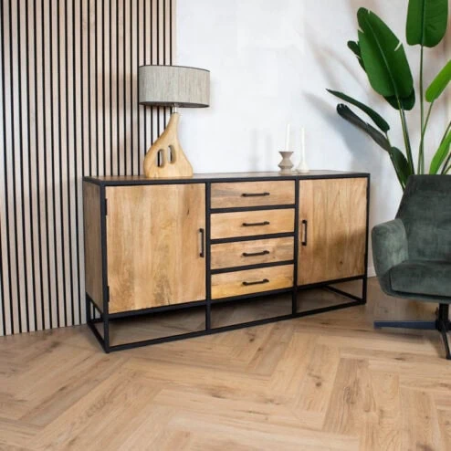 Morada Dressoir naturel Mangohout 165cm (Showroommodel)