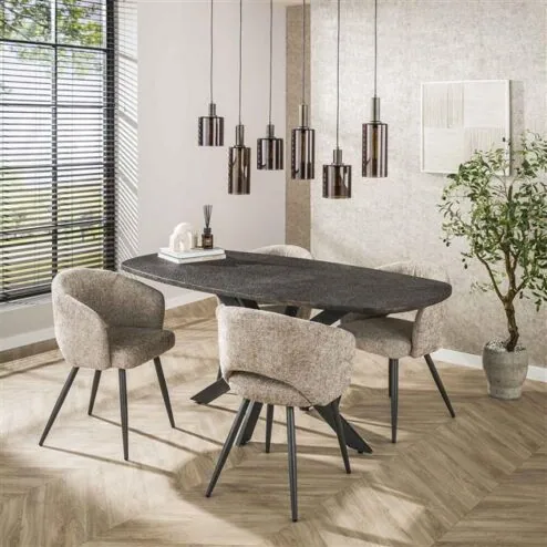 Lopez Eettafel deens ovaal Metallic grijs 180cm