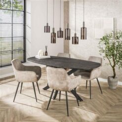 Lopez Eettafel deens ovaal Metallic grijs 180cm