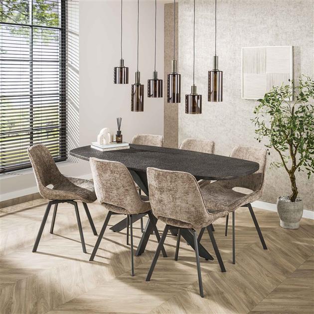 Lopez Eettafel deens ovaal Metallic grijs 180cm