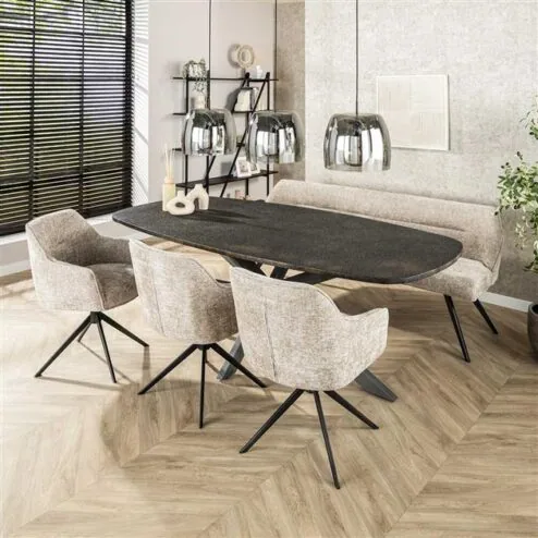 Lopez Eettafel deens ovaal Metallic grijs 215cm