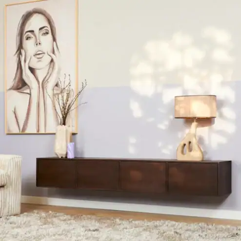 Zwevend Tv meubel Melanie Bruin 240cm (schadedeal 959)