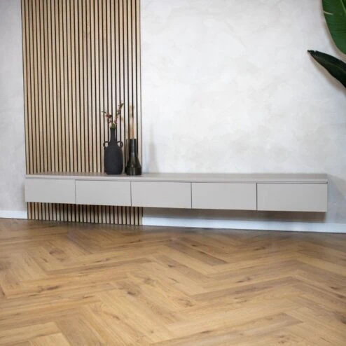 Halmsford Zwevend Tv meubel laag Ivory - Zelf samenstellen