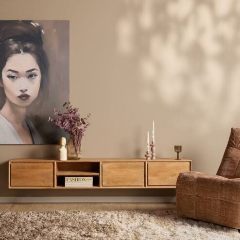 Tony Zwevend Tv meubel Naturel Mangohout 200 cm