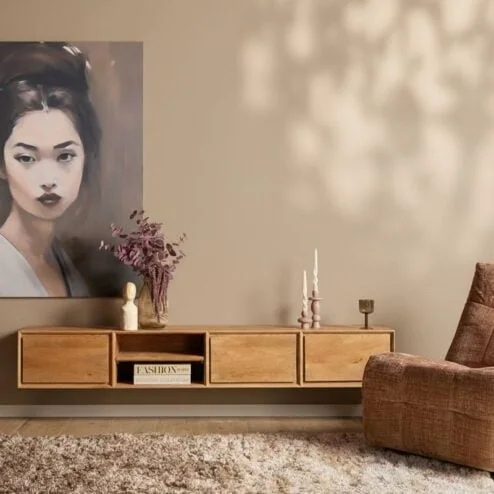 Tony Zwevend Tv meubel Naturel Mangohout 200 cm