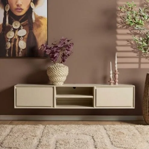 Tony Zwevend Tv meubel Zand Mangohout 160 cm