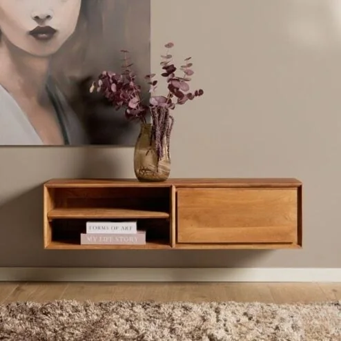 Tony Zwevend Tv meubel Naturel Mangohout 120 cm