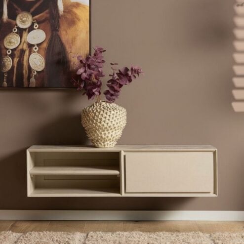 Tony Zwevend Tv meubel Zand Mangohout 120 cm