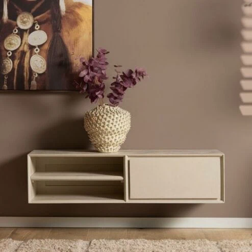 Tony Zwevend Tv meubel Zand Mangohout 120 cm