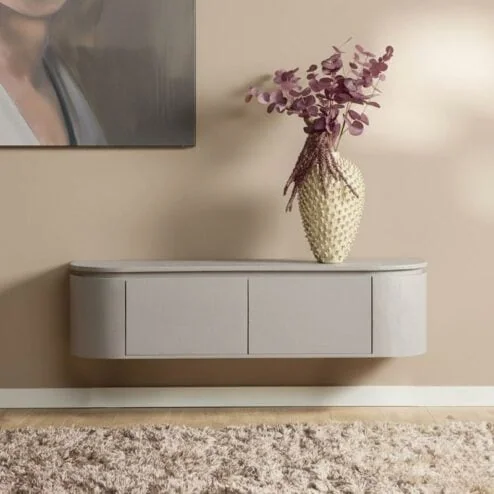 Evi Zwevend Tv meubel Taupe Mangohout 120cm