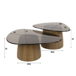 Dominick Salontafel set van 2 driehoekig Brons glas