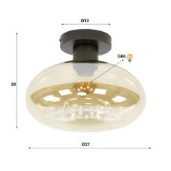 Doris 1-lichts Plafondlamp Amber glas