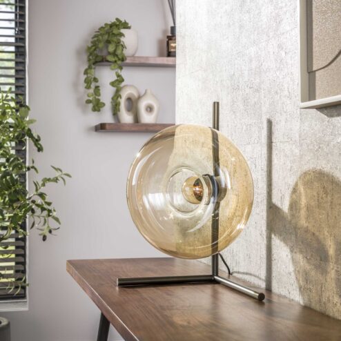 Doris 1-lichts Tafellamp Amber glas