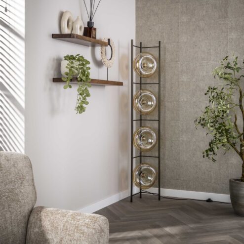 Doris 4-lichts Vloerlamp Amber glas