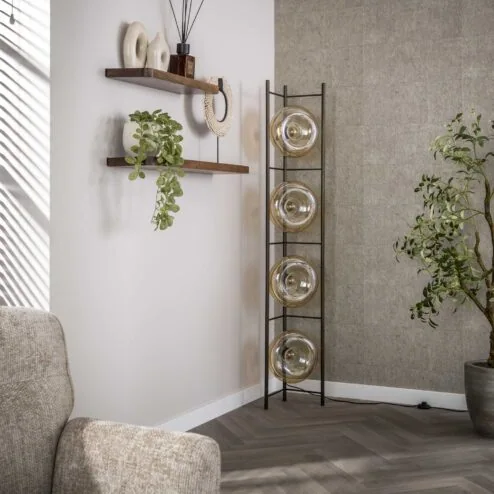 Doris 4-lichts Vloerlamp Amber glas