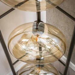 Doris 4-lichts Vloerlamp Amber glas