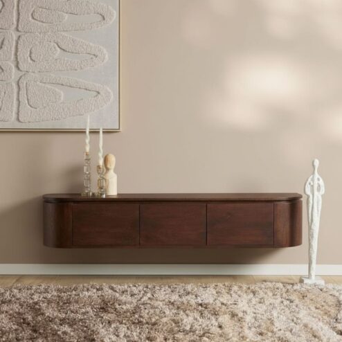 Evi Zwevend Tv meubel Walnoot Mangohout 160cm