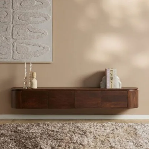 Evi Zwevend Tv meubel Walnoot Mangohout 200cm