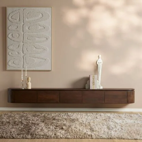 Evi Zwevend Tv meubel Walnoot Mangohout 280cm