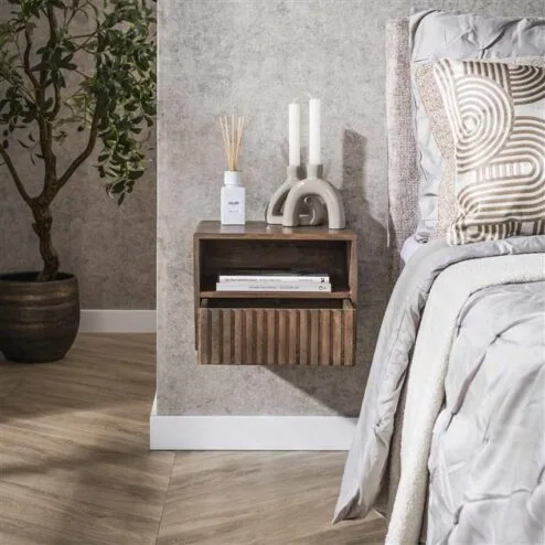 Giorgia Zwevend Nachtkastje open vak Acaciahout 35cm