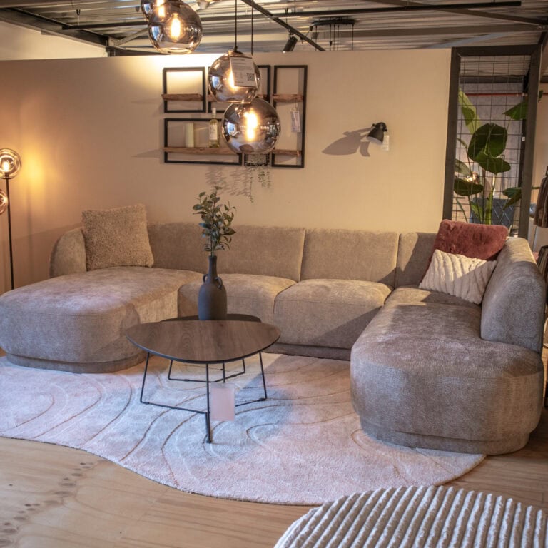 Bank Ziva (Divan rond links+2-zits zonder armen+Longchair rond rechts)