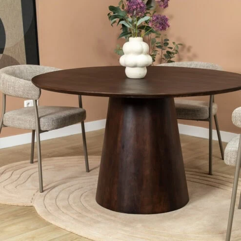 Linea Eettafel rond Espresso 130cm