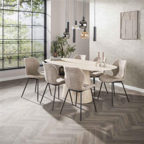Matteo Eettafel Deens ovaal Travertin 180cm