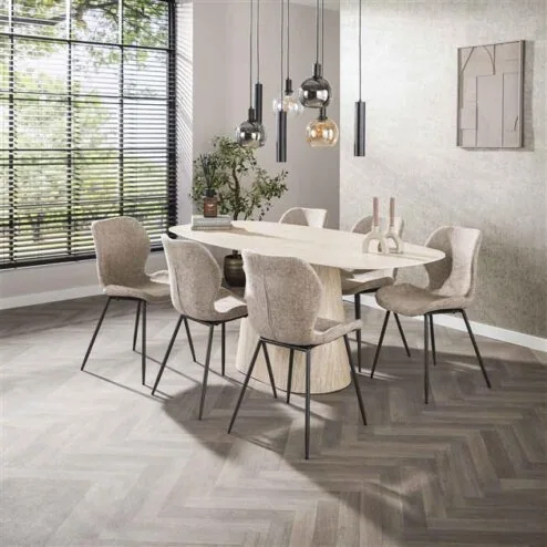 Matteo Eettafel Deens ovaal Travertin 180cm