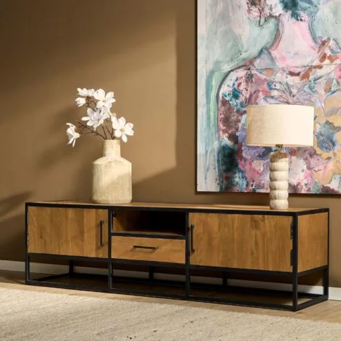 Morada tv meubel industrieel Warm mangohout 180cm