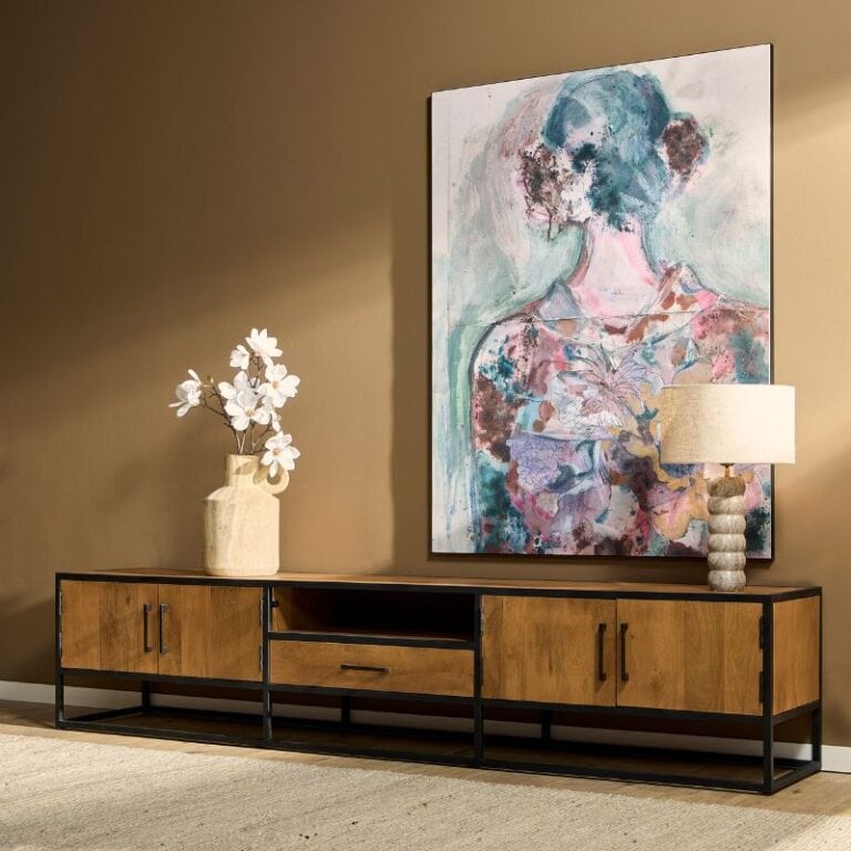 Morada tv meubel industrieel Warm mangohout 240cm