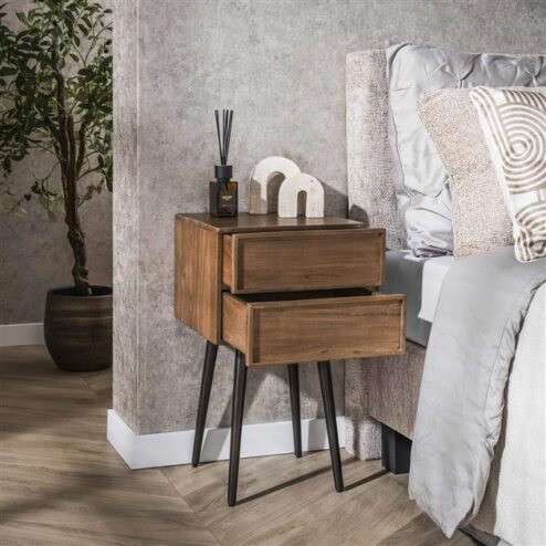 Shaun Nachtkastje 2 lades Acaciahout 35cm