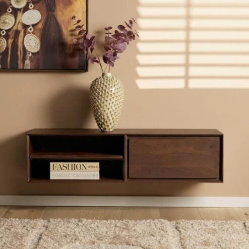 Tony Zwevend Tv meubel Walnoot Mangohout 120 cm