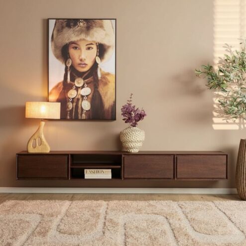 Tony Zwevend Tv meubel Walnoot Mangohout 240 cm