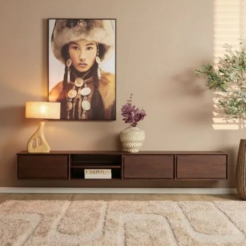 Tony Zwevend Tv meubel Walnoot Mangohout 240 cm