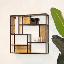 Britt wandrek industrieel mangohout vierkant naturel 70cm