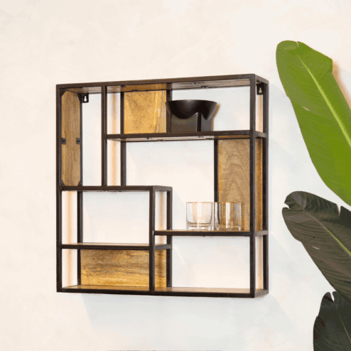 Britt wandrek industrieel mangohout vierkant naturel 70cm