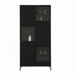 Figue vitrinekast zwart 3 lade 6 deur 90cm