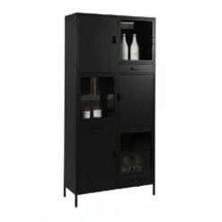 Figue vitrinekast zwart 3 lade 6 deur 90cm